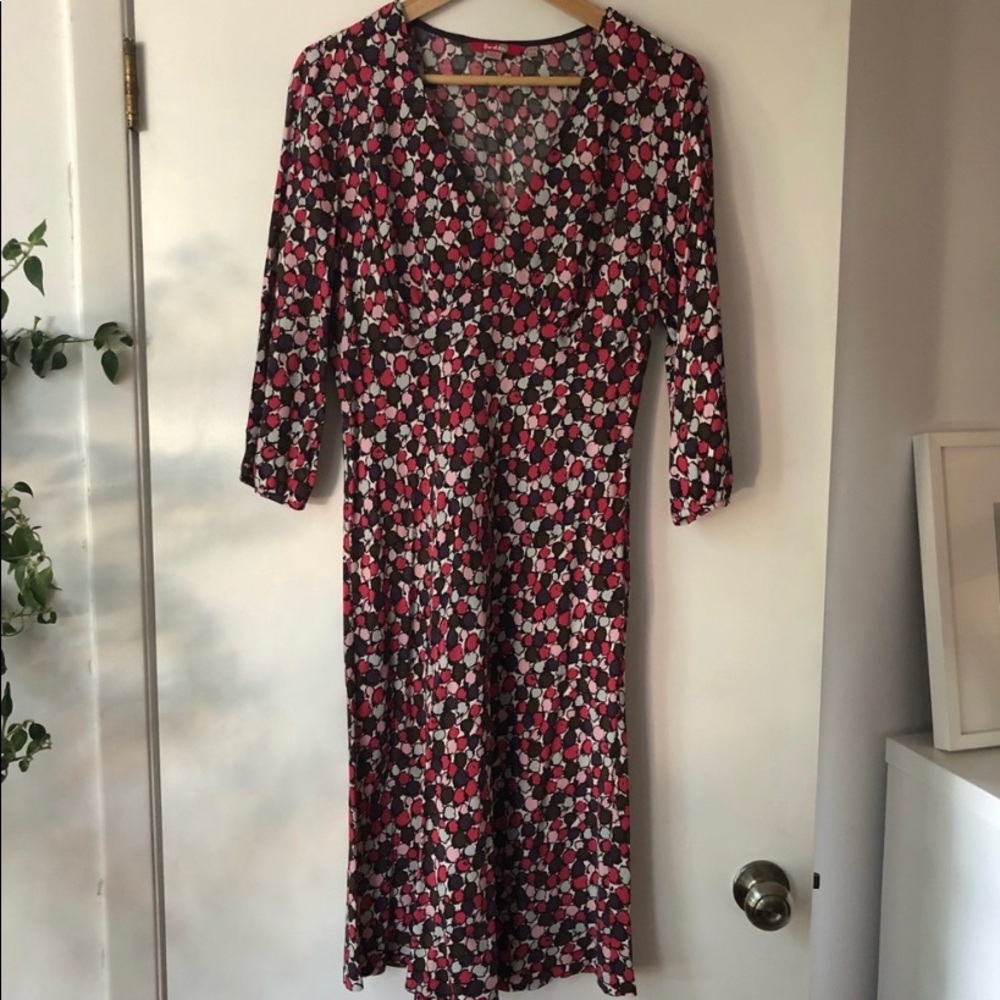 Boden dot pattern v neck dress